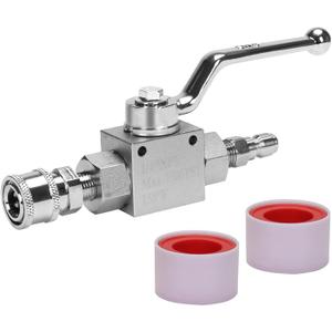 DERNORD High Pressure Ball Valve Kit 1/4 Inch Quick Connect for Power Washer Hose, 4500 PSI (1/4'')