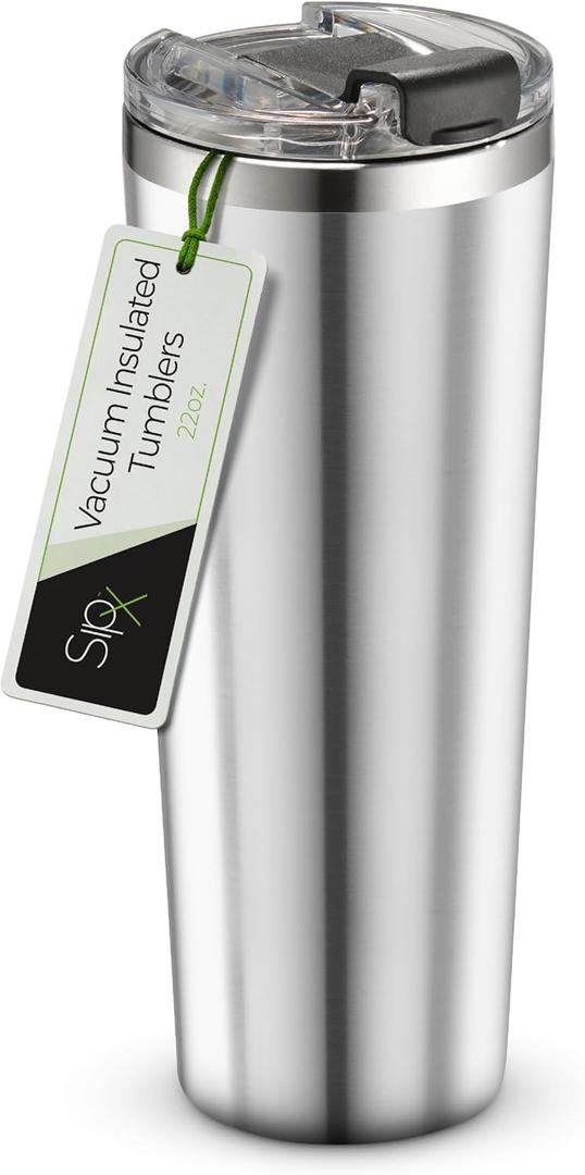 SipX™ 22 oz Insulated Coffee Tumbler with Leakproof Lid – Stainless Steel, Vacuum Insulated – Keeps Drinks Hot or Cold for Hours – Cupholder Friendly Travel Mug – Stainless