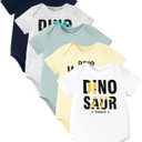 PATPAT Baby Bodysuits Supersoft Bamboo Viscose - Short Sleeve Boys and Girls - Newborn Infant Unisex Clothes Pack (6-9 Months, Dino Explorer)