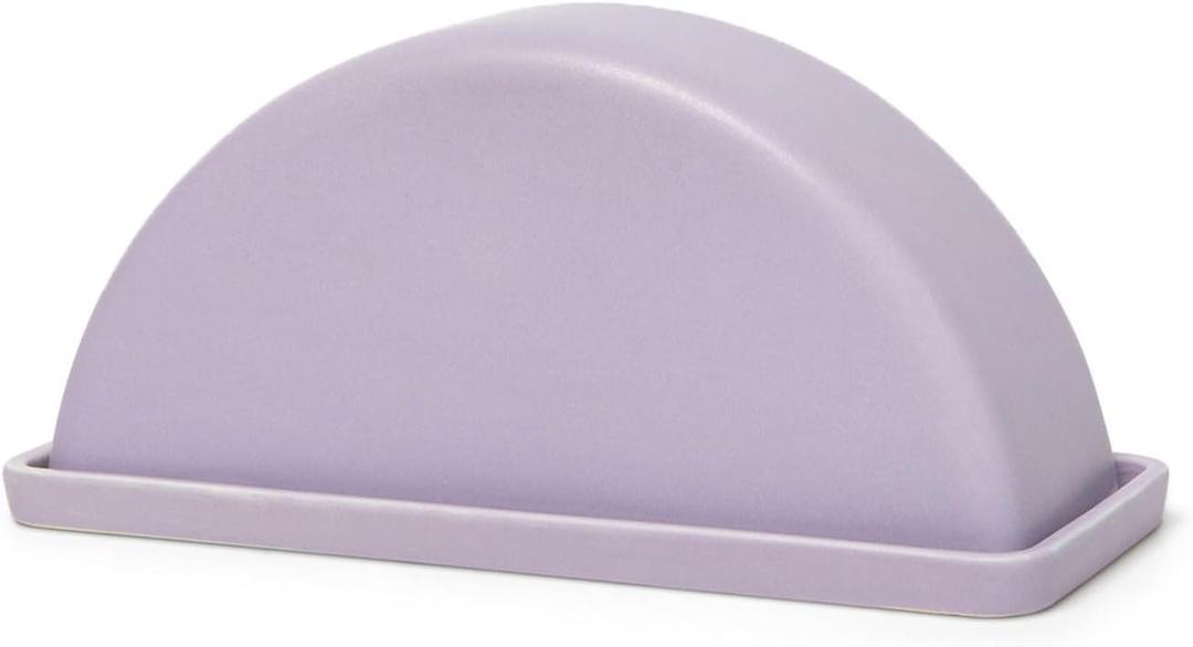 THE Butter Dish – Matte Ceramic Butter Keeper with Lid for Countertop Use – 2-Piece Round Design for Standard Butter Sticks – Microwave & Dishwasher Safe (Lavender)