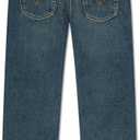Boys' Loose Straight Fit Jeans (Blue, M)