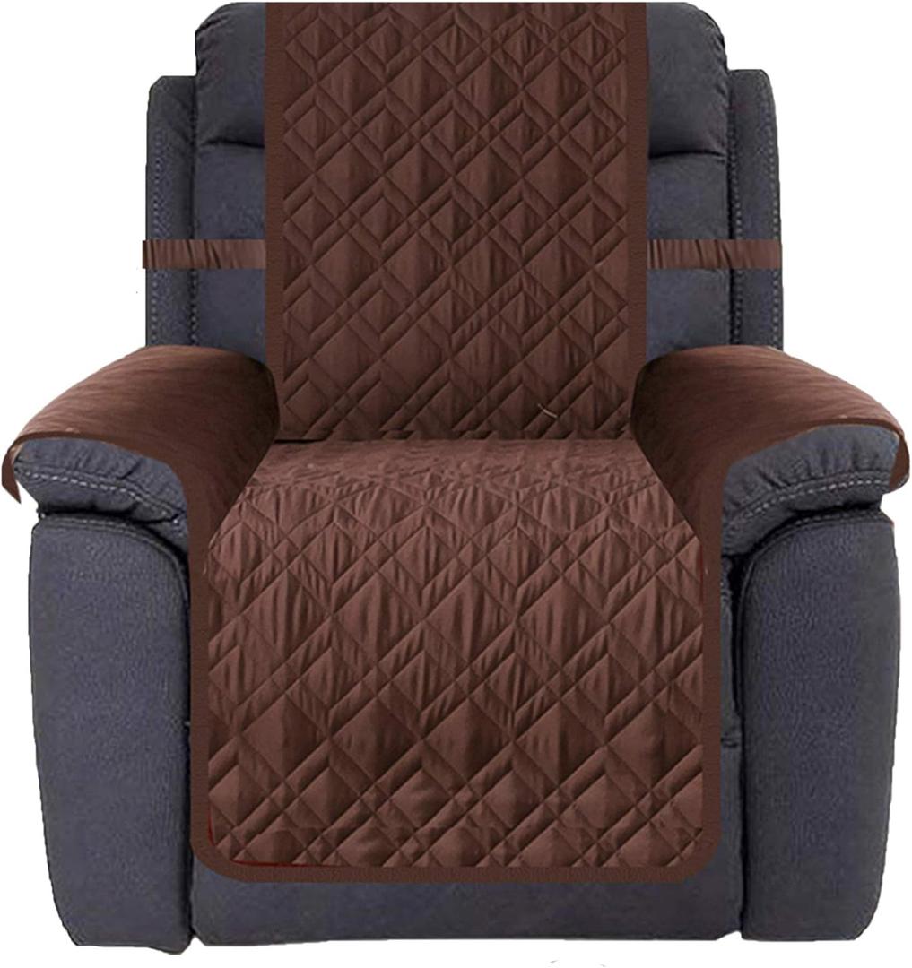 Ameritex Waterproof Nonslip Recliner Cover Stay in Place, Dog Chair Cover Furniture Protector, Ideal Recliner Slipcovers for Pets and Kids (Chocolate, 23")