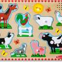 Melissa & Doug Farm Animals Sound Puzzle 8-Piece Wooden Peg Puzzle with Light-Activated Sounds, Music Learning Toy for Toddlers and Preschoolers Ages 2+