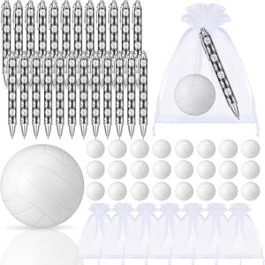 72 Pcs Volleyball Party Favors Include 24 Pens Sports Ballpoint Pens 24 Mini Stress Balls Soft Foam Volleyball 24 Bag for Party Decoration Supplies