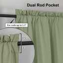 Lecloud Bessie Light Green Valance for Windows 14 Inch Length 2 Pcs, Short Cafe Kitchen Curtains with Rod Pocket, Faux Linen Window Valances Curtains for Bedroom Basement Bathroom, Each 30 W x 14 L