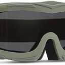 KEMIMOTO Airsoft Goggles, Tactical Safety Goggles with 3 Interchangeable Lenses, Anti-Fog, Adjustable Headband, Carry Bag, Green