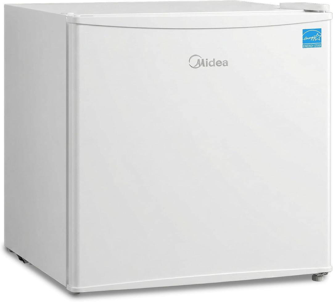 Midea MERM17B0AWW Mini Fridge, 1.7 Cu.ft Energy Star Certified Mini Refrigerator, Adjustable Thermostat, Reversible Door, Low Noise for Dorm, Office, Bedroom, White