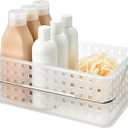 iDesign Portable Shower Caddy Basket with Handle for Dorm or Bathroom - Clear/Frost - Made in USA