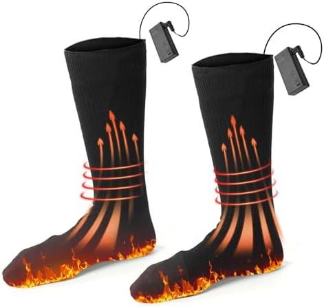 Electric Heated Socks for Men Women, Battery Operated Washable Thermal Socks Winter Warm Socks for Outdoors Work Fishing Hunting Skiing Cycling Hiking Camping, 50 ℃/122 ℉