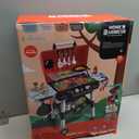 Kids Play Kitchen Toys, Kids BBQ Grill Playset with Smoke Sound Light, 2-Layer Barbecue Toy with Wheel, Outdoor Play Grill Toys for Toddlers 3-5, Play Food Toys Cooking Set, Birthday Gift for Boy Girl (Black and Red)