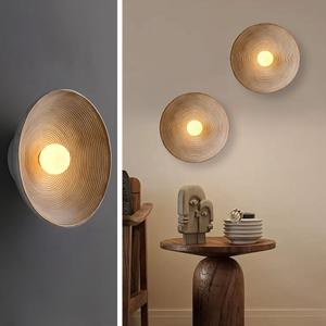 Retro Japanese Wall Sconce Set of 2 Wabi Sabi Wall Art Lamp Bronze Resin Indoor Decor Wall Lamps LED Vintage Wall Sconces for Hallway Bedroom Bedside Living Room Porch (Warm light 2 Packs)