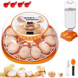12 Egg Incubator with Automatic Egg Turning and Temperature Control, Automatic Water Adding, LED Egg Candler, Incubators for Hatching Eggs, Chickens, Ducks, Quail