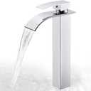 Tall Bathroom Vessel Faucet Chrome, Waterfall Tall Bathroom Faucet Single Handle 1 Hole Lavatory Sink Bowl Mixer Tap Mixer Tap