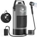 Portable Camping Shower with Battery Powered Pump, 5 Gal/20L Solar Heated Camp Shower Bag, 3-Mode Shower Head & Travel Case for Outdoor Camping, Beach Rinse & Dogs