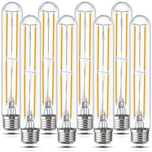 Sphoon Tubular Light Bulb 7.3 Inch Dimmable T10 LED Bulb E26 6W 60 Watts Edison Bulbs 2700K Solf White,185mm Long for Wall Sconces, Pendant, Livingroom, 4-Pack