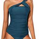 Tempt Me Two Piece Tankini Bathing Suits for Women One Shoulder Swim Top with Bottom Swimsuits, XXL