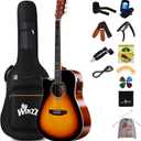 Winzz 4/4 Electro Acoustic Guitar, Left-Handed Western Guitar Set, Adult Beginners, Acoustic Guitar 41 Inch with 4-Band Equaliser (Dreadnought,Glossy Sunburst)