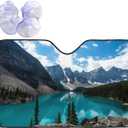 Clear Blue River with Mountains Windshield Sunshade for Car SUV Truck Foldable Uv Ray Reflector Front Window Sun Shade Visor Shield Cover
