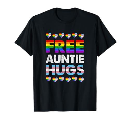 Free Auntie Hugs Rainbow Lgbtq Gay Pride Month Proud Ally T-Shirt, XXL