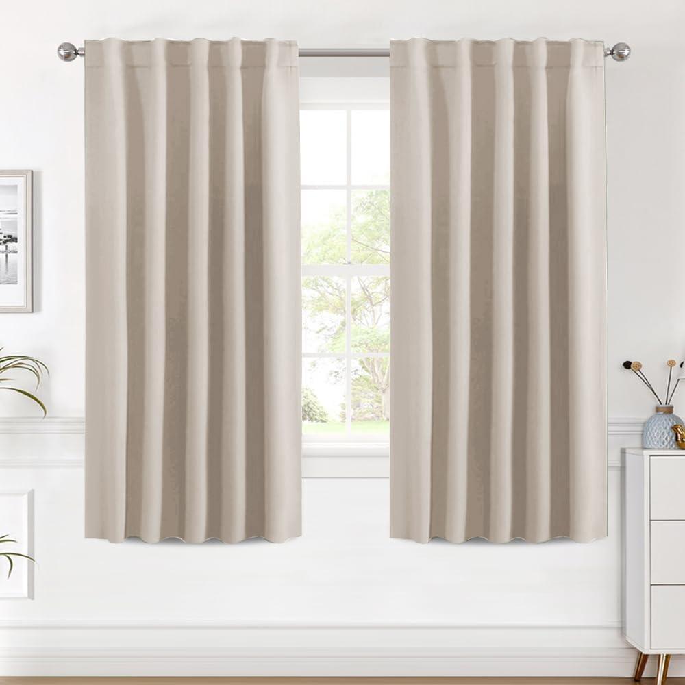 H.VERSAILTEX Blackout Curtains Thermal Insulated Window Treatment Panels Room Darkening Blackout Drapes for Living Room Back Tab/Rod Pocket Bedroom Draperies (2 Panels, Fog, 42 x 63 Inch)