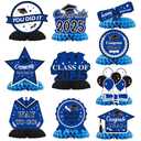 Graduation Decorations 2025, 10PCS Graduation Centerpieces for Table Blue Black Graduation Party Decoration Class of 2025 Congrats Grad Honeycomb Centerpieces Table Decor for Graduation Party Supplies