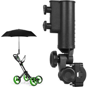 Heavy-Duty Golf Push Cart Umbrella Holder 180 Adjustable for Stroller Bicycle Bike Wheelchair Mobility Scooter Beach Chair Windproof Universal Umbrella Bracket
