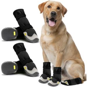 Dog Shoes for Hot Pavement Anti-Slip Dog Boots & Paw Protectors for Summer Rainy Day Dog Snow Boots Waterproof Dog Shoes for Small Medium Large Dogs with Reflective Straps for Hiking 4Pcs (Size 7: 2.75''x2.55''(L*W))
