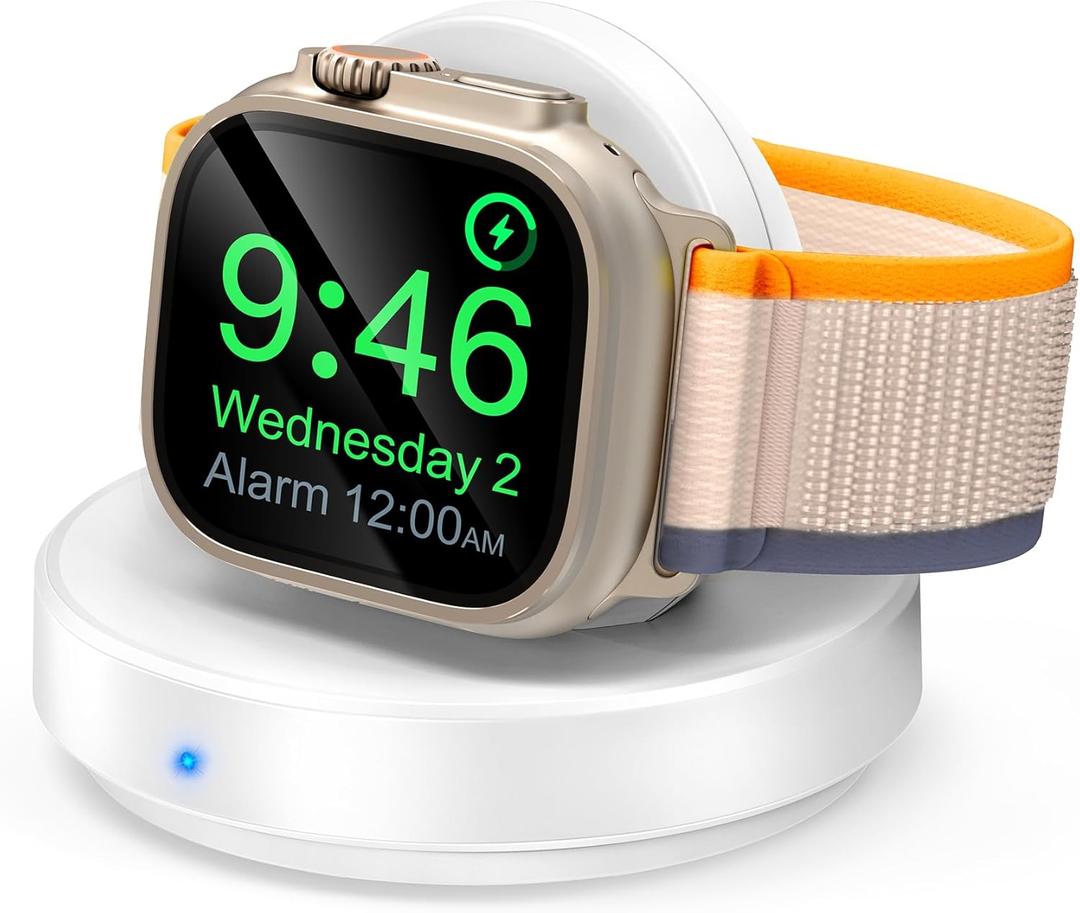 2026 Upgraded for Apple Watch Charger Magnetic Fast Charging Dock,Portable Wireless Charging Stand Compatible with iWatch Series Ultra/SE/11/10/9/8/7/6/5/4/3/2 Support Nightstand Mode-White