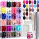 FANDAMEI Short Press on Nails, 24 Packs 576PCS Short Round Press on Nails Matte, Acrylic Small Fake Nails Full Cover, Matte Glue on Nails with 7g Nail Glue, 24 Color False Nail