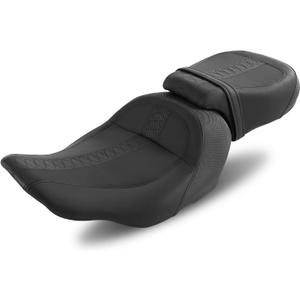Driver Passenger Low-Profile 2-Up Leather Seat Fit for Harley Davidson Street Glide 2024-up,CVO Street Glide 2023-up,Road Glide&CVO Road Glide ST 2024-up,CVO Road Glide 2023-up Black