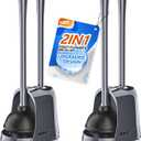 Toilet Plunger and Brush,2 Pack Bowl Brush and Heavy Duty Toilet Plunger Set with Ventilated Holder, 2-in-1 Toilet Brush and Plunger Combo for 5.3-inch Toilet Drain Bathroom Cleaning (Gray)