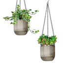 GANAZONO 2pcs Self Watering Hanging Planters Indoor Pots Outdoor Hanging Basket Plant Hanger with 3 Hooks for Garden Home