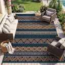 MontVoo Outdoor Rug Carpet Waterproof-Patio Rug Mat 8x10 Reversible RV Outdoor Camping Rugs Picnic Beach Mats Plastic Straw Outside Rugs for Balcony Porch Pool Deck Boho Patio Decor