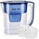 Hskyhan Alkaline Water Filter Pitcher - 3.8 Liters Improve PH, 2 Long Lasting Cartridge Included, BPA Free, 7 Stage Filtration System to Purify, Blue