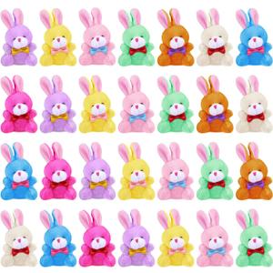 Sosation 100Pcs Easter Plush Bunny Bulk Small Stuffed Animal Bunny Colored Soft Plush Party Favor 3.54'' Mini Stuffed Rabbit for Easter Egg Filler or Baskets Filler Gift, 8 Color(Stylish Style)