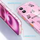 2 x Compatible for iPhone 16 Case, Pretty Butterfly Print Three-Dimensional Wave Clear Case for Girls Women, Soft Full Package Anti-Fall Cover for iPhone 16, Shadow Dance Black