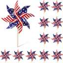 Wind Spinners Outdoor, 12Pcs American Flag Patriotic Pinwheels Red White and Blue Decorations, Garden Wind Spinners Patriotic Outdoor Decor Windmills for Yard Garden, Party Supplies, Memorial Day