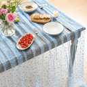 Horaldaily Light Blue Gold Sparkling Star Gauze Tablecloth 60x104 Inch Rectangular, Blue Star Sequin Glitter Metallic Foil, Sheer Tulle Cheesecloth for Wedding Baby Shower Party