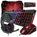 Gaming Keyboard and Mouse and Mouse pad and Gaming Headset, Wired LED RGB Backlight Bundle for PC Gamers and Xbox and PS4 Users - 4 in 1 Edition Hornet RX-250