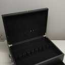 DoubleFill 2 Layer Leather Silverware Storage Box with Lid and Handles, Anti Tarnish Silverware Storage Chest Case with Felt-lined for 12-16 or More Sets of Utensils Flatware Gifts, 15.3x11.2x5.7 Inch (Black)