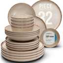 Stoneware dinnerware set 8 persons Rustic 32 pcs - Rustic design dinnerware set, dishwasher safe - Bowl and plate set - Pure Living dinnerware in beige (Set (32pcs), rustic / beige)