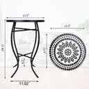 VCUTEKA Mosaic Outdoor Side Table, 14" Round Small Patio Accent Table Indoor End Table for Yard, Garden, Living Room, Bistro Balcony or Lawn Black, 14 inches x 14 inches x 21 inches