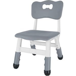 FUNLIO Adjustable Kids Chair (1pc), 3 Level Height Adjustable Toddler Chair for Ages 3-8, Sturdy Child Chairs with Maximum Bearing 220lbs, for Classrooms/Daycares/Homes, CPC & CE Approved - Gray