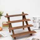 Gonice 4 Tier Wooden Display Riser, Tiered Walnut Wood Earring Display Stand, Cupcake Stand, Countertop Merchandise Display Stand for Selling