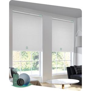 Yoolax Motorized Blinds with Remote, Blackout Smart Blinds for Windows Motorized Roller Shades, Automatic Window Shades Work with Alexa for Bedroom Office Kitchen (Jacquard White, 23" W x 72" H) (23"W x 72"H, Jacquard White)