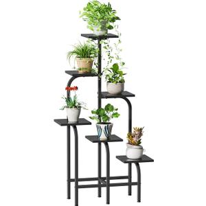 6 Tier Plant Stand Indoor, Plant Shelf for Multiple Plants, Flower Pot Holder Shelf, Planter Display Rack for Patio Garden Balcony Living Room Bedroom Decor, Black