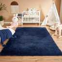 Floralux Area Rugs for Bedroom Living Room, 4x6 Rug, Dark Blue, Fluffy Fuzzy Carpet, Shag Plush Carpets for Nursery Kids Room, Home Dorm Decor Aesthetic