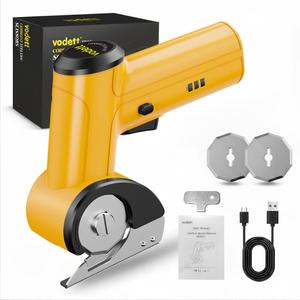 4V Cordless Electric Scissors, Rechargeable Cardboard Cutter with 2000mAh Battery, Safety Lock & 2 Blades  Great Gift for DIY Crafts, Fabric, Leather Projects (Yellow)