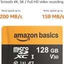 Amazon Basics 128GB microSDXC Memory Card with Adapter for Smartphones, Drones, Cameras, Full HD, Read Speed Up to 200MB/s, 1-Pack