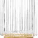 DASITON Makeup Brush holder Organizer,Crystal Cosmetic Makeup Brush Glass Brushes Storage Holder, Vintage Make Up Brush Cup Pen Pencil Holder striped vase(Clear L)